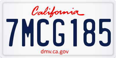 CA license plate 7MCG185