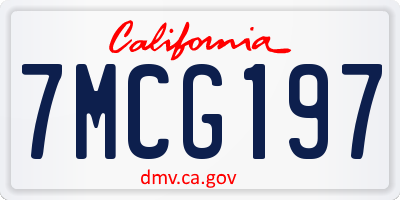 CA license plate 7MCG197