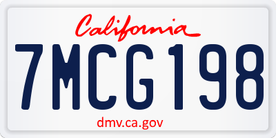 CA license plate 7MCG198