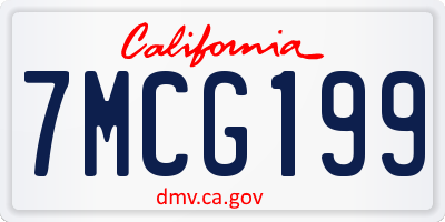 CA license plate 7MCG199