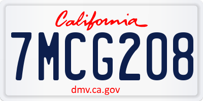 CA license plate 7MCG208