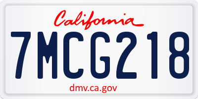 CA license plate 7MCG218