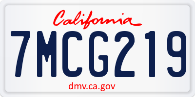 CA license plate 7MCG219