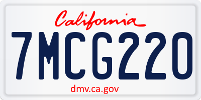 CA license plate 7MCG220