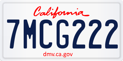 CA license plate 7MCG222