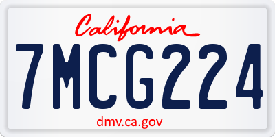 CA license plate 7MCG224