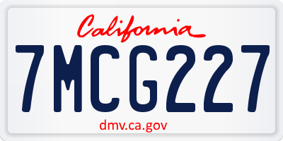 CA license plate 7MCG227