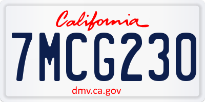 CA license plate 7MCG230