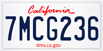 CA license plate 7MCG236