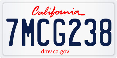 CA license plate 7MCG238