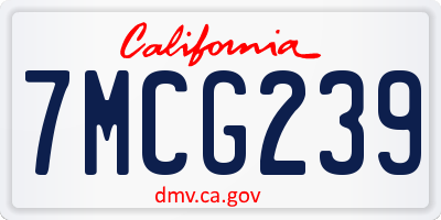 CA license plate 7MCG239