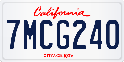 CA license plate 7MCG240