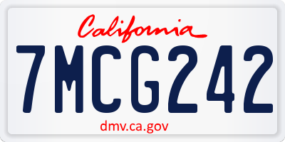 CA license plate 7MCG242