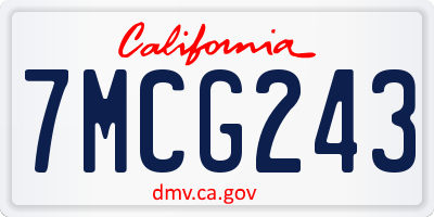 CA license plate 7MCG243