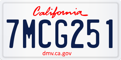 CA license plate 7MCG251