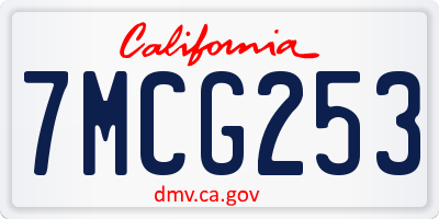 CA license plate 7MCG253
