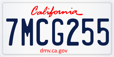 CA license plate 7MCG255