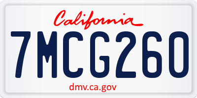 CA license plate 7MCG260