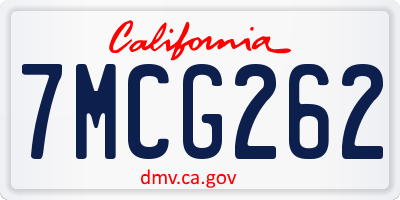 CA license plate 7MCG262