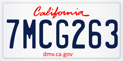 CA license plate 7MCG263