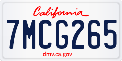CA license plate 7MCG265