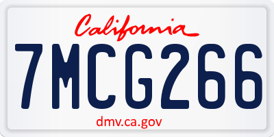 CA license plate 7MCG266