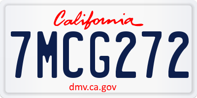 CA license plate 7MCG272