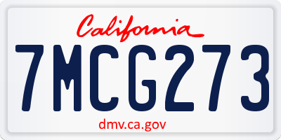 CA license plate 7MCG273