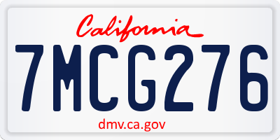 CA license plate 7MCG276