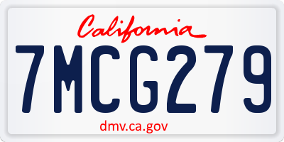 CA license plate 7MCG279