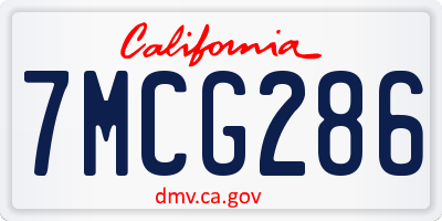 CA license plate 7MCG286