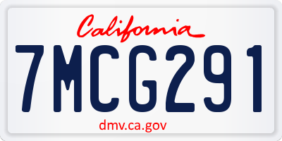 CA license plate 7MCG291