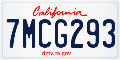 CA license plate 7MCG293