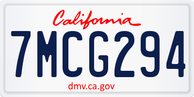 CA license plate 7MCG294