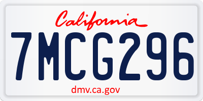 CA license plate 7MCG296