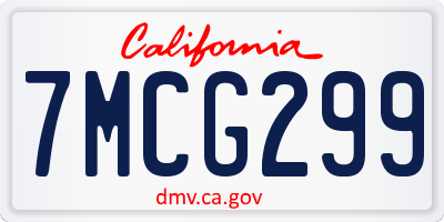 CA license plate 7MCG299