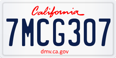 CA license plate 7MCG307