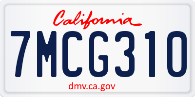 CA license plate 7MCG310