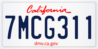 CA license plate 7MCG311