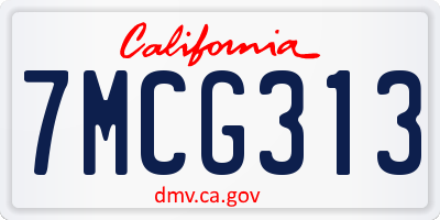 CA license plate 7MCG313