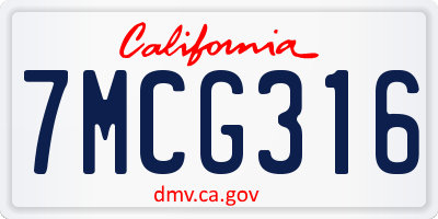 CA license plate 7MCG316