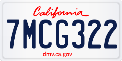 CA license plate 7MCG322