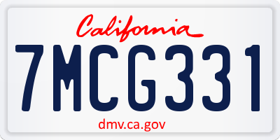 CA license plate 7MCG331