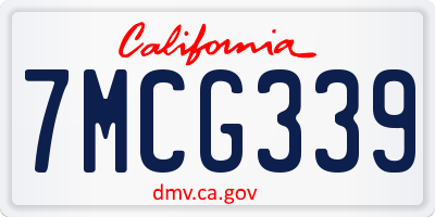 CA license plate 7MCG339