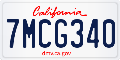 CA license plate 7MCG340