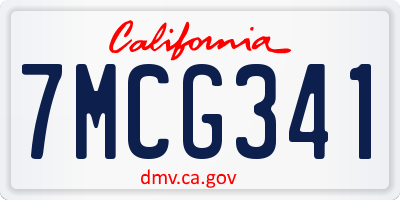 CA license plate 7MCG341