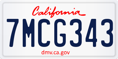 CA license plate 7MCG343