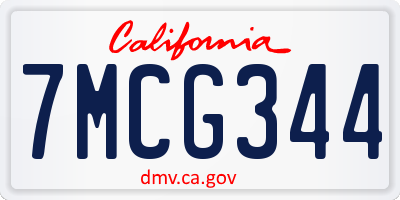 CA license plate 7MCG344