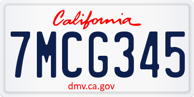 CA license plate 7MCG345