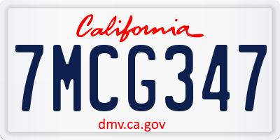 CA license plate 7MCG347